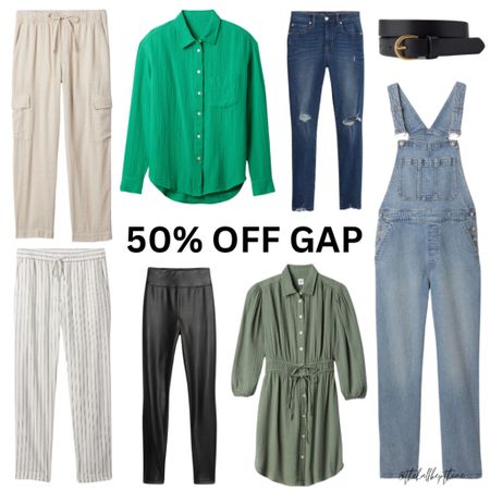 50% off Gap sitewide plus additional 10% for cardholders! Womens denim, spring clothes, overalls, linens, matching set, sandals, accessories, ootd, neutrals, jeans, shoes, sneakers, tops, pants, belts, sale, spring ootd, home, home decor, mom fit, mom ootd, baby clothes, baby boy, boy mom, deals. 