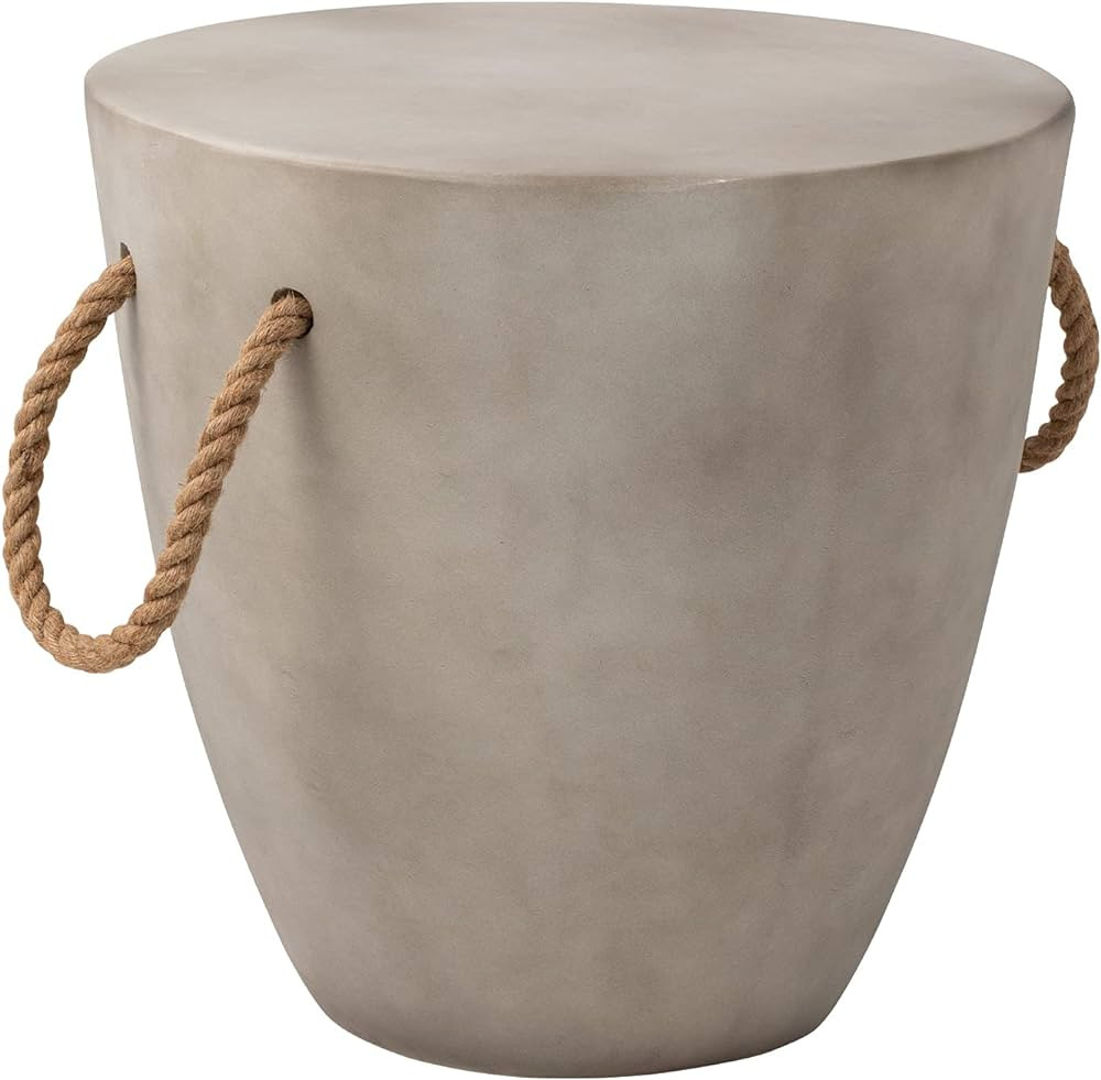 SUNBURY Concrete Side Table,Outdoor Side Table for Patio,17" Outdoor Accent Table w Hemp Rope, Pa... | Amazon (US)