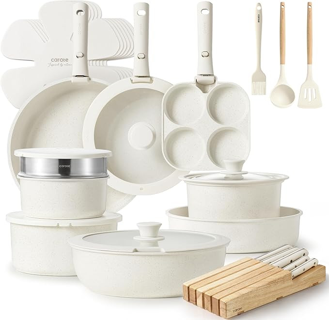 CAROTE 33pcs Pots and Pans Set Non Stick, Cookware Set, Removable Handle Pots and Pans Nonstick, ... | Amazon (US)