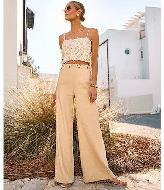 x M.G. Style Nautical Rope Belt Detail Linen Blend Pants | Dillard's