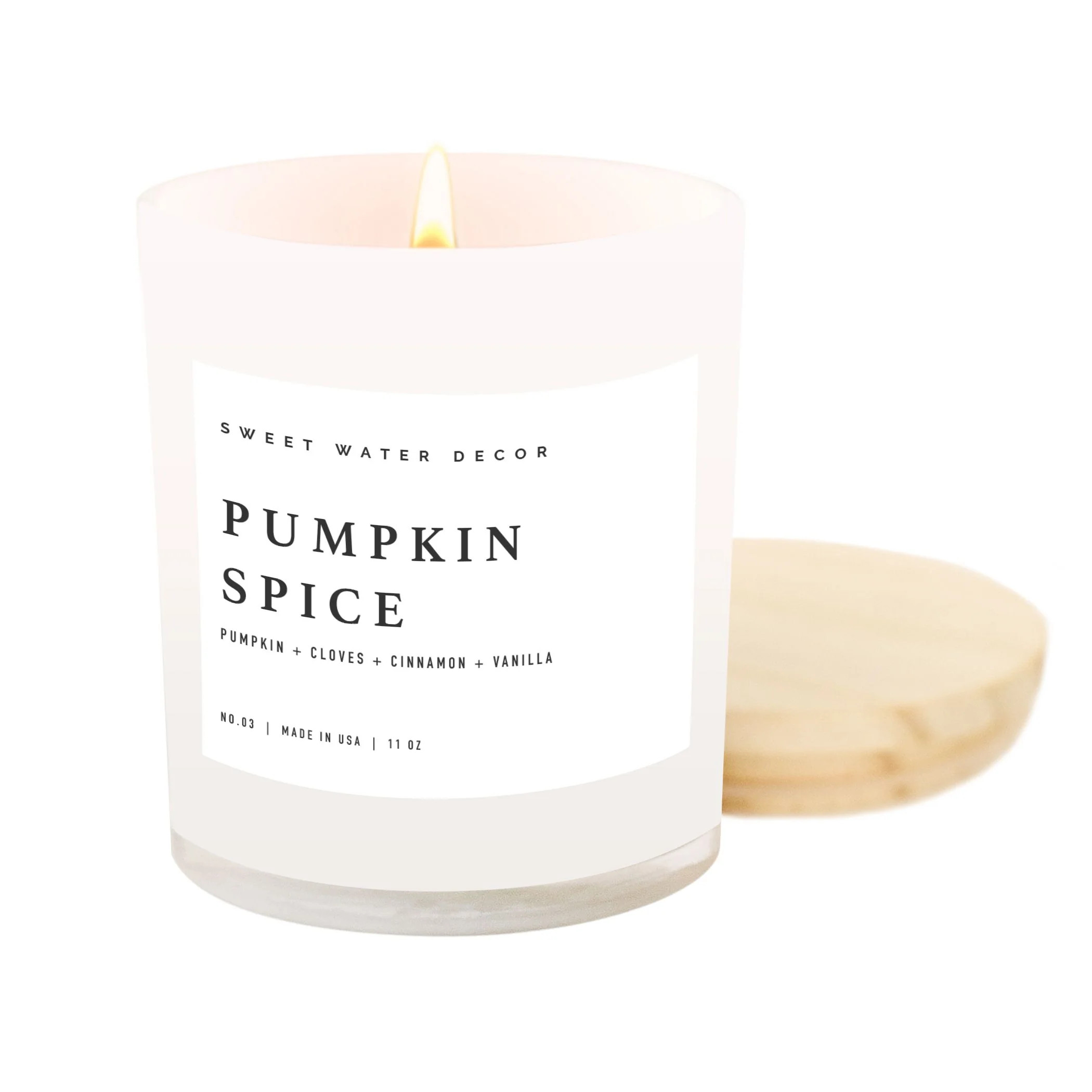 Pumpkin Spice Soy Candle - White Jar - 11 oz | Sweet Water Decor, LLC