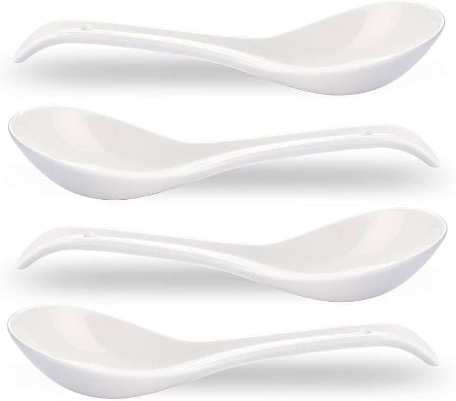 Porcelain Soup Spoons Set of 4, Ceramic Chinese Soup Spoons 6.6 Inch, Asian Soup Spoons, Japanese... | Amazon (US)