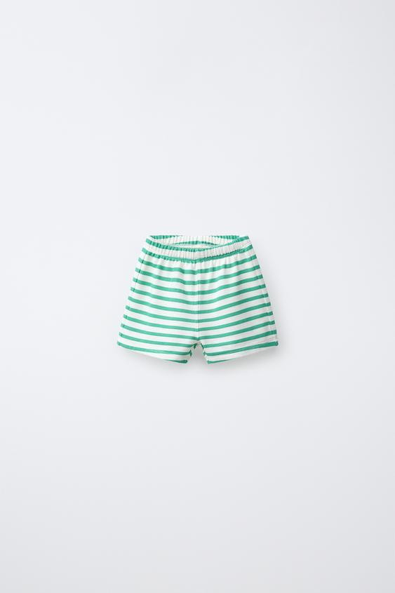 EMBROIDERED TANGERINE STRIPED SHORTS | Zara US