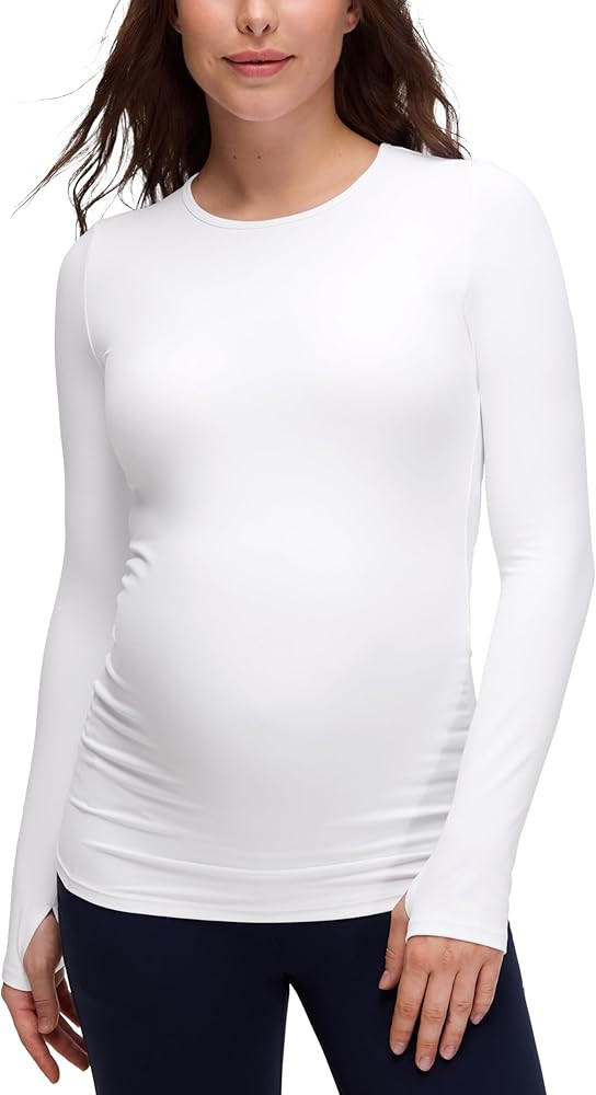 CRZ YOGA Butterluxe Maternity Crewneck Long Sleeve Shirts - Athletic Yoga Casual Pregnancy Womens... | Amazon (US)