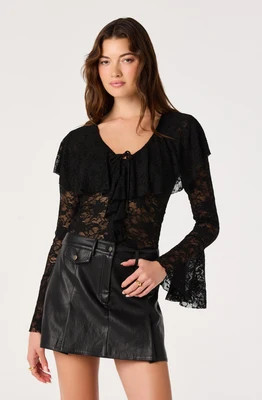 Lexie Sheer Lace Bell Sleeve Top | ASTR The Label (US)