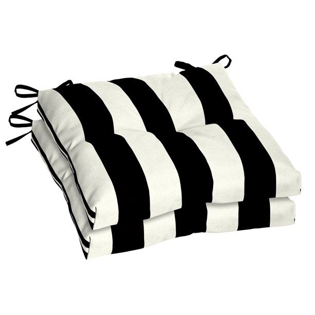 Better Homes & Gardens Outdoor Seat Cushion Black and White 18 x 19, BHG Cabana Stripe Black - Wa... | Walmart (US)
