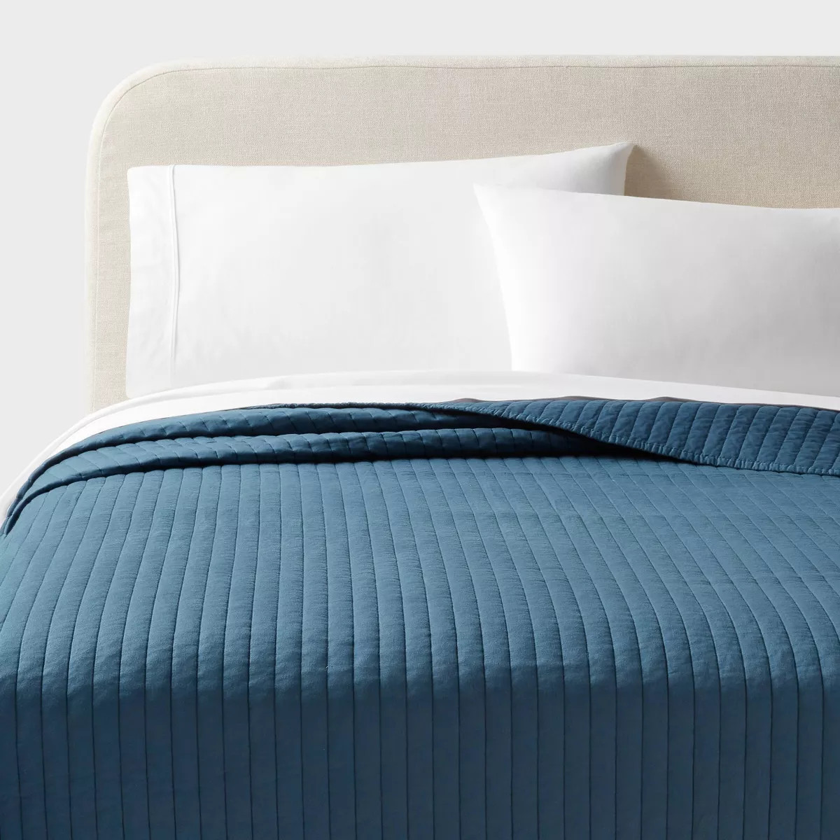 Twin/Twin Extra Long Washed Cotton Sateen Quilt Indigo - Threshold™: OEKO-TEX Certified, 250 Th... | Target