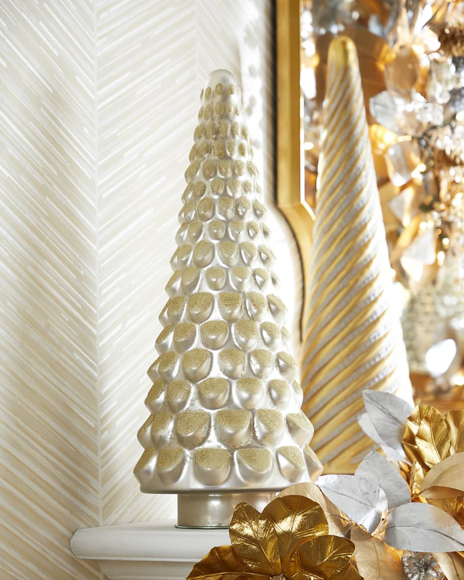 Neiman Marcus Matte Silver Tree Christmas Accent With Glitter | Horchow