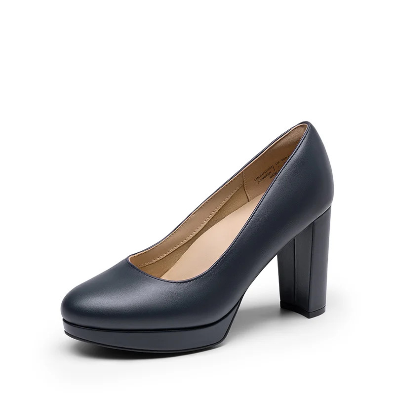 Ascenelle Round-Toe Arch Support Block Heel Pumps | Dream Pairs