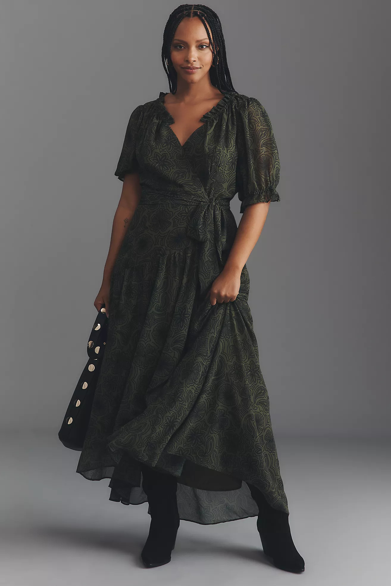 Hutch Bethany Short-Sleeve Wrap Midi Dress | Anthropologie (US)