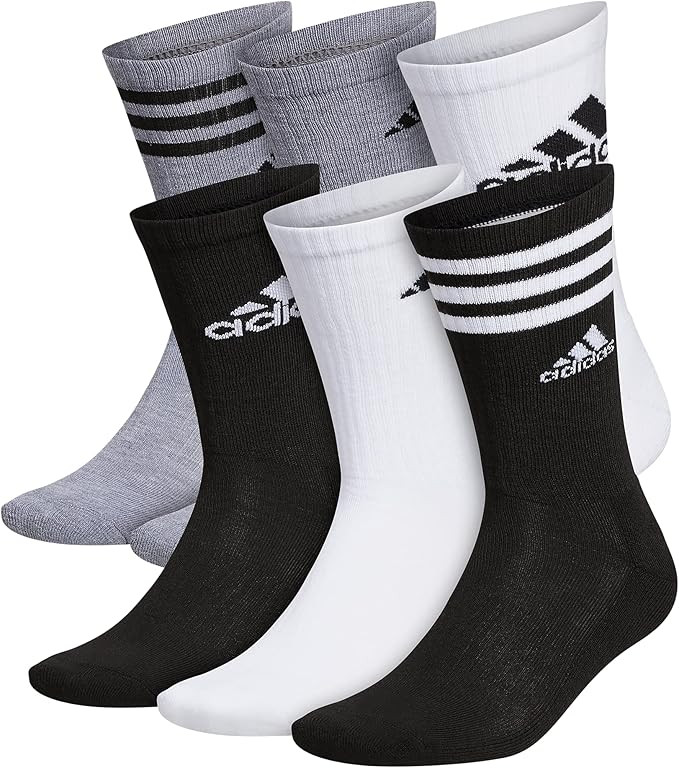 adidas Men's Athletic Cushioned 6-Pack Crew, Cushioned Crew Socks with Arch Compression for a Sec... | Amazon (US)
