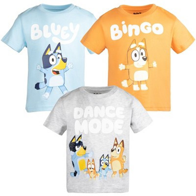 Bluey Bingo Little Boys 3 Pack T-Shirts Orange/Blue/Gray 6 | Target