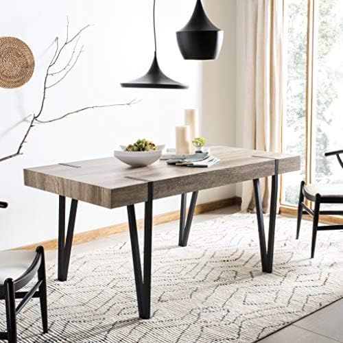 Safavieh Home Alyssa Rustic Industrial Brown and Black Dining Table | Amazon (US)