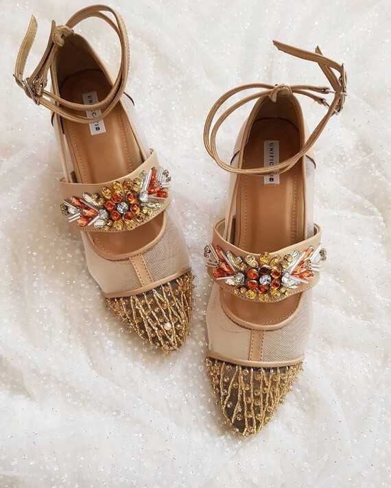 Women Beaded Gladiator Flatshoes Rhinestone Embroidery | Etsy | Etsy (US)