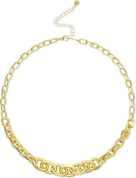 LANE WOODS 14k Gold Chain Women Necklace: Gold Plated Chunky Fashion Dainty Thick Jewelry for Men... | Amazon (US)