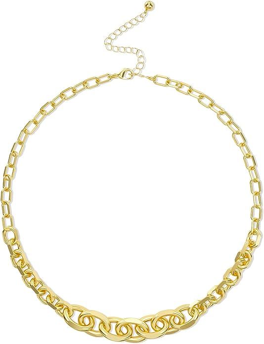 LANE WOODS 14k Gold Chain Women Necklace: Gold Plated Chunky Fashion Dainty Thick Jewelry for Men... | Amazon (US)