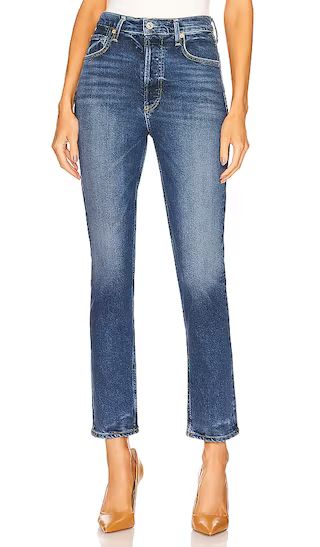 Citizens of Humanity Charlotte High Rise Straight in Blue. - size 28 (also in 23, 24, 25, 26, 27, 29 | Revolve Clothing (Global)