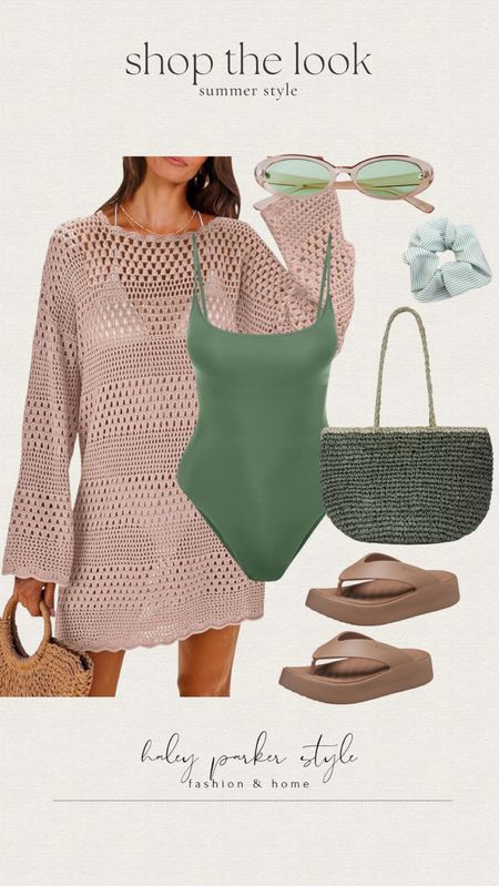 Shop the look Summer style from Amazon! 

Cover up dress, one piece, swimsuit, sandals, shoes, bag, purse, beach, vacation, scrunchie 

#LTKShoeCrush #LTKItBag #LTKSwim