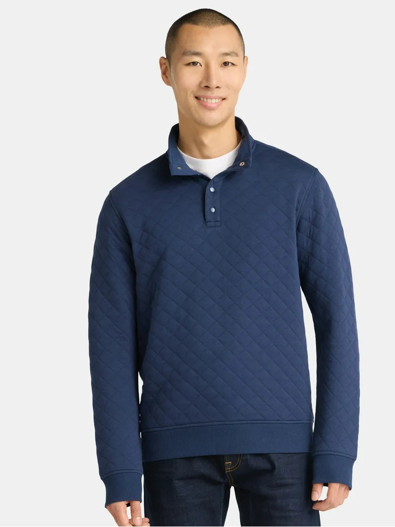 George Men's and Big Men's Quilted Snap Pullover Jacket, Sizes S-3XL | Walmart (US)