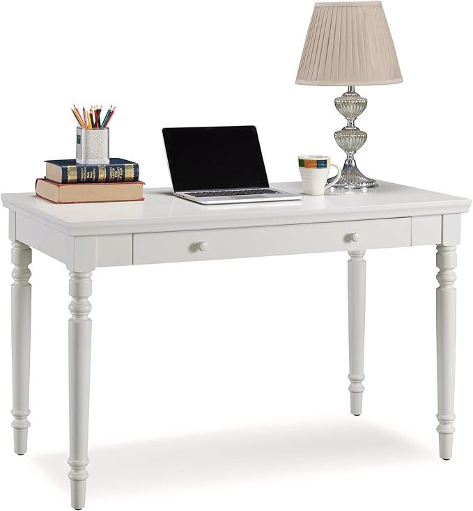 Leick Home Cottage White Turned leg Laptop Desk with Center Drawer, White | Amazon (US)