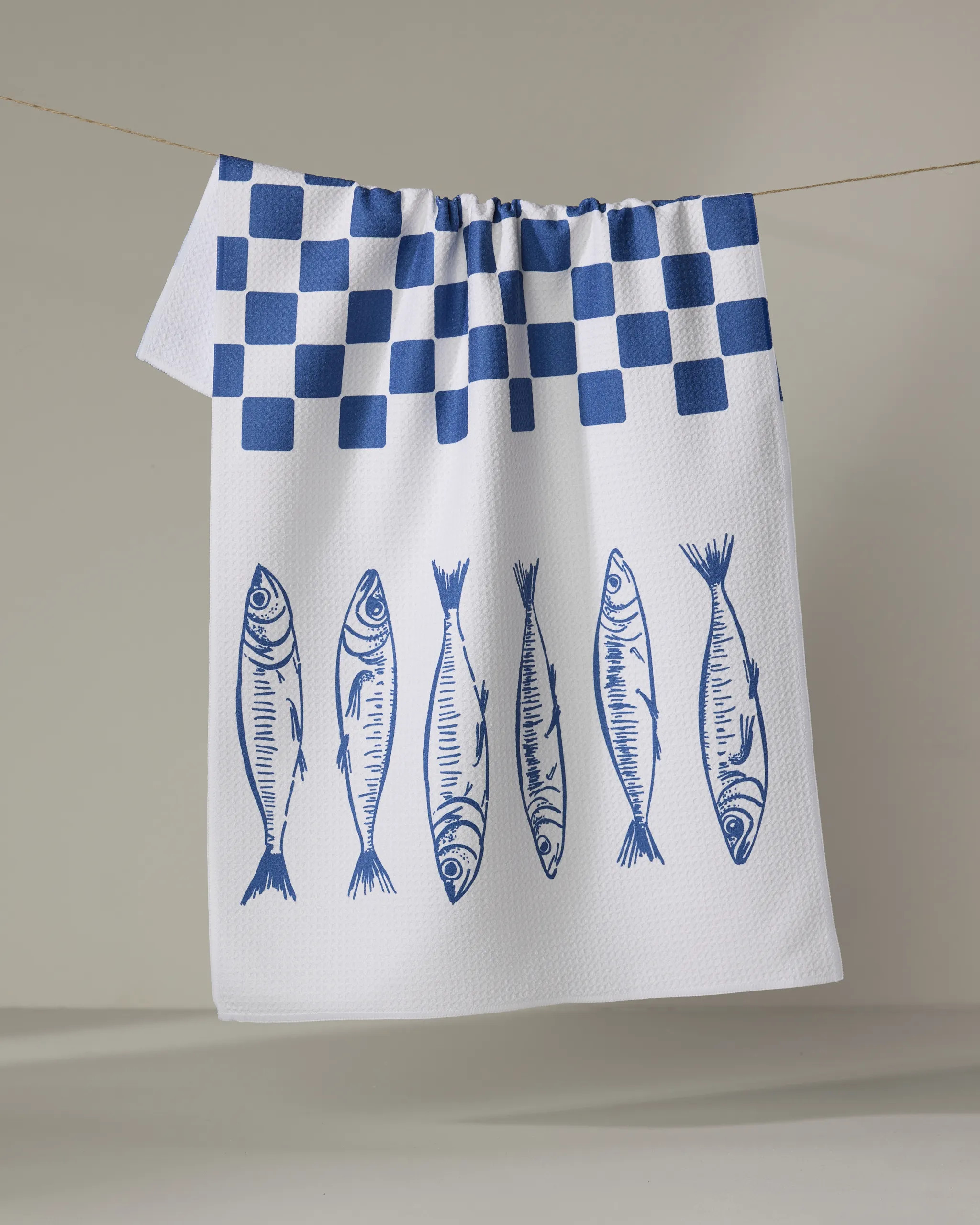 Sardine Check Blue Tea Towel | Geometry | Geometry