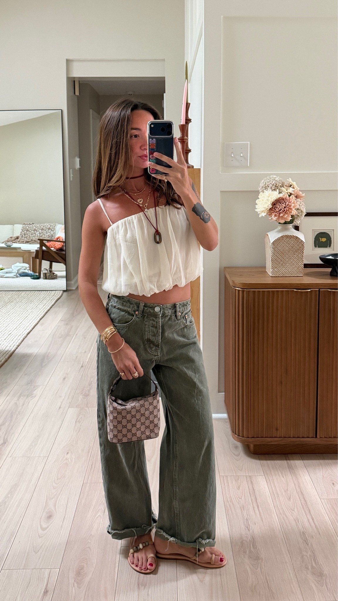 XS top and 24 Parke jeans! Linked similar. Bag is vintage