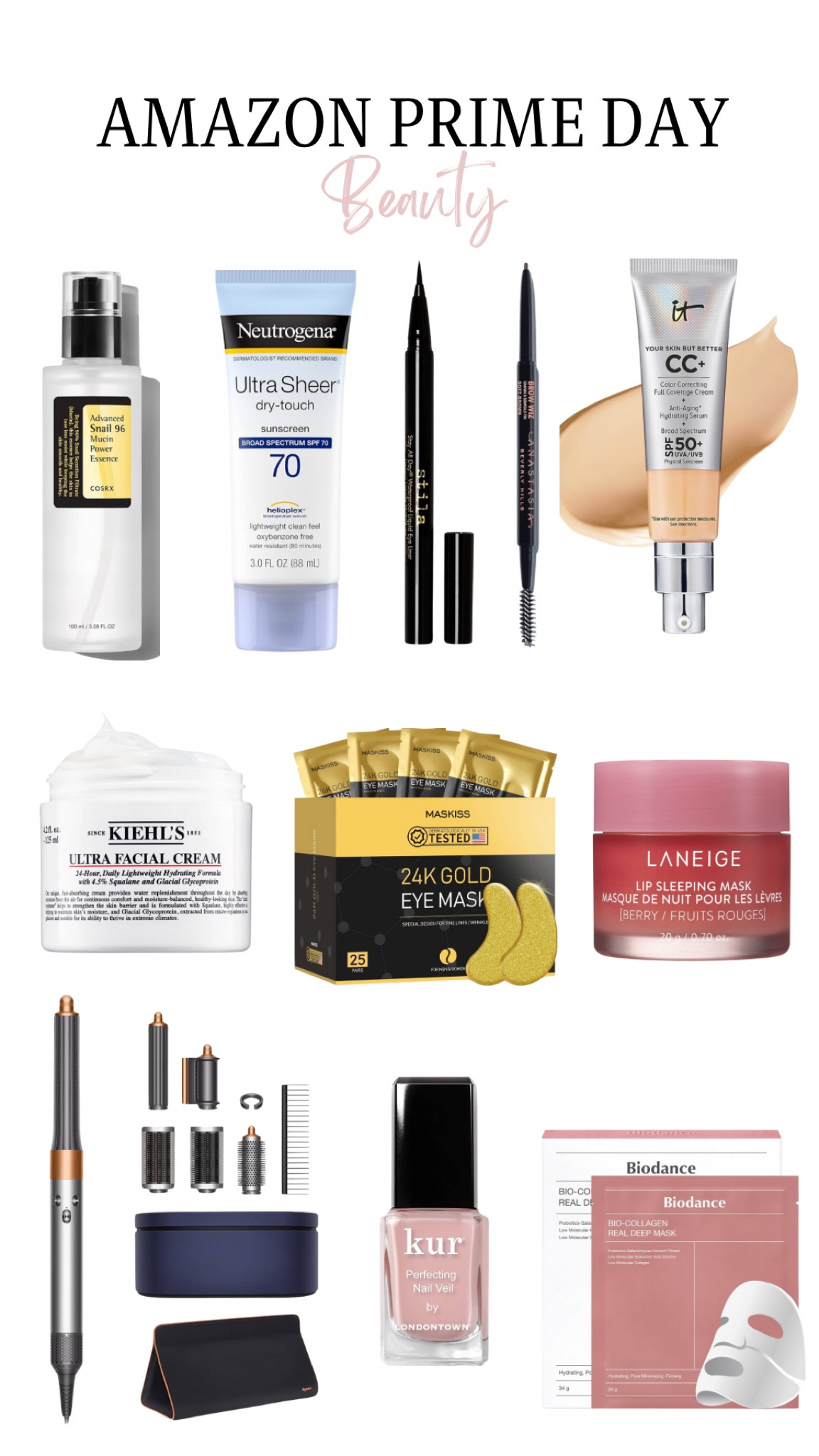 AMAZON PRIME DAY - Beauty! 

Biodance bio-collagen mask, lip mask, eyeliner, brow wiz, Dyson airwrap, cc cream, sunscreen, 24k golf under eye patches 

#LTKSaleAlert #LTKStyleTip #LTKBeauty