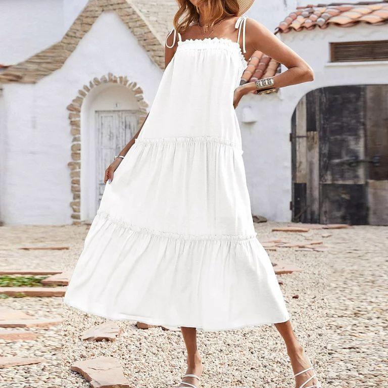 Fheaven Summer Dresses For Women 2022, Maxi Dress For Women, Women's Bohemian Spaghetti Strap Smo... | Walmart (US)