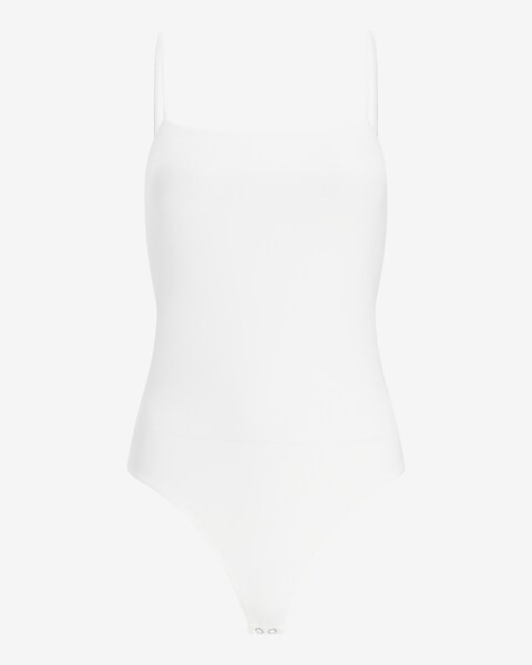 Body Contour Silky Square Neck Thong Bodysuit | Express