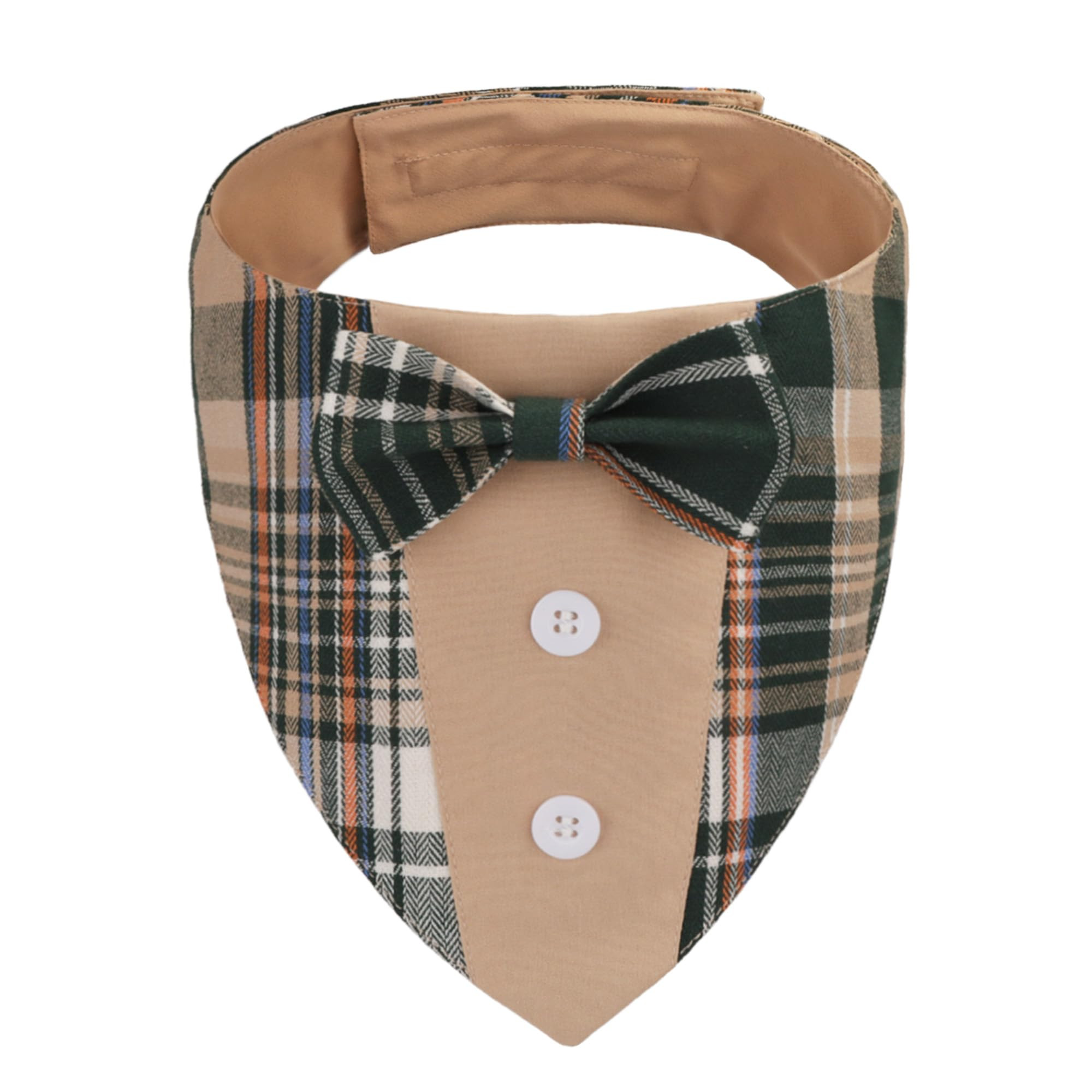 ADOGGYGO Brown Dog Tuxedo, Plaid Pet Bowtie Collar, Adjustable Brown Plaid Bandana for Small Dogs... | Amazon (US)