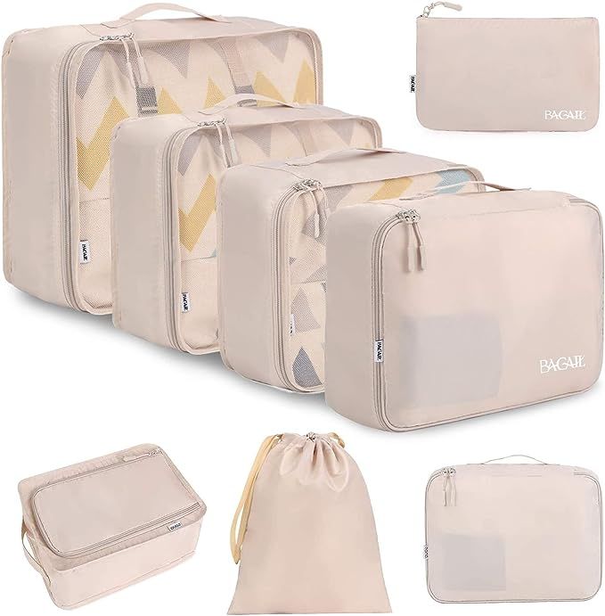 BAGAIL 8 Set Packing Cubes Luggage Packing Organizers for Travel Accessories | Amazon (US)
