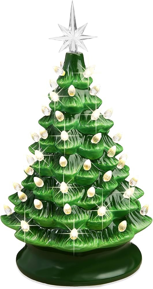 Best Choice Products 15in Ceramic Christmas Tree, Pre-lit Hand-Painted Tabletop Holiday Tree, 2 S... | Amazon (US)