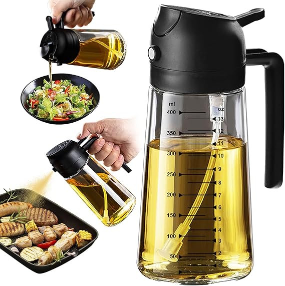 TrendPlain 16oz/470ml Glass Olive Oil Sprayer for Cooking – 2 in 1 Olive Oil Dispenser Bottle f... | Amazon (US)