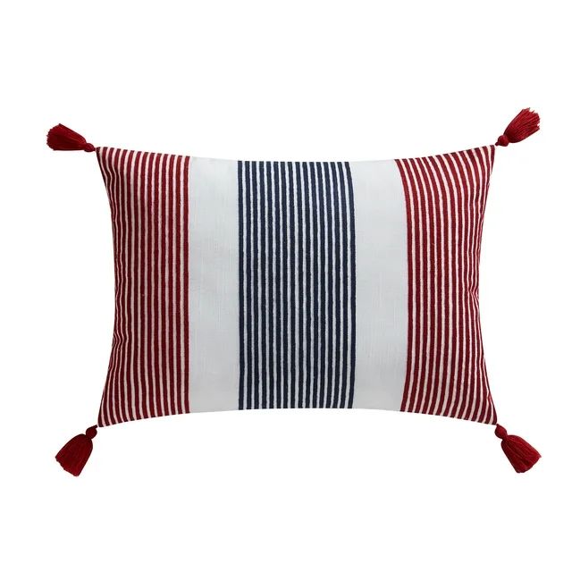 Mainstays 14" x 20" Red Stripe Tassel Patriotic Oblong Decorative Pillow | Walmart (US)