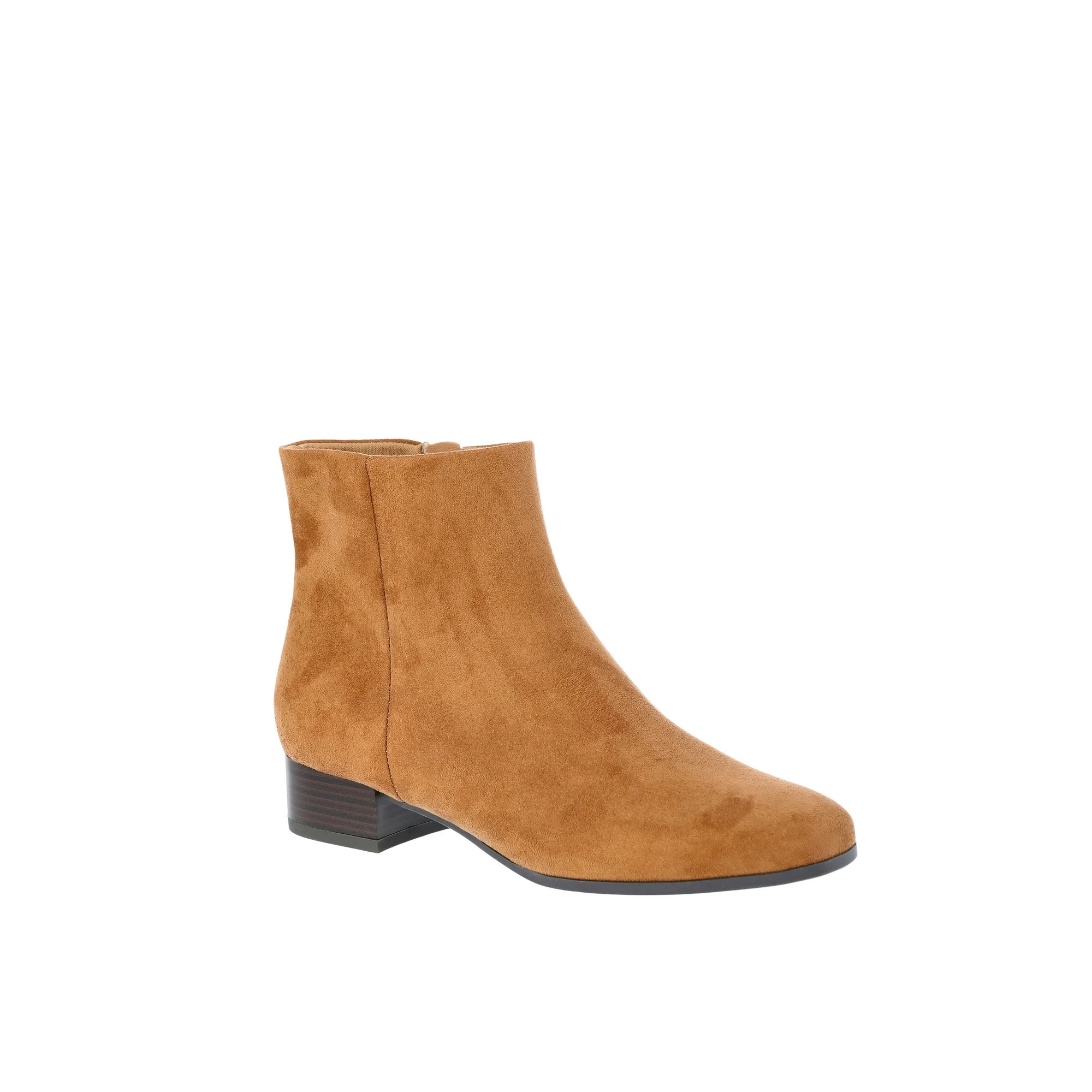 Time and Tru Women's Faux Suede Ankle Boots, Wide Width Available | Walmart (US)