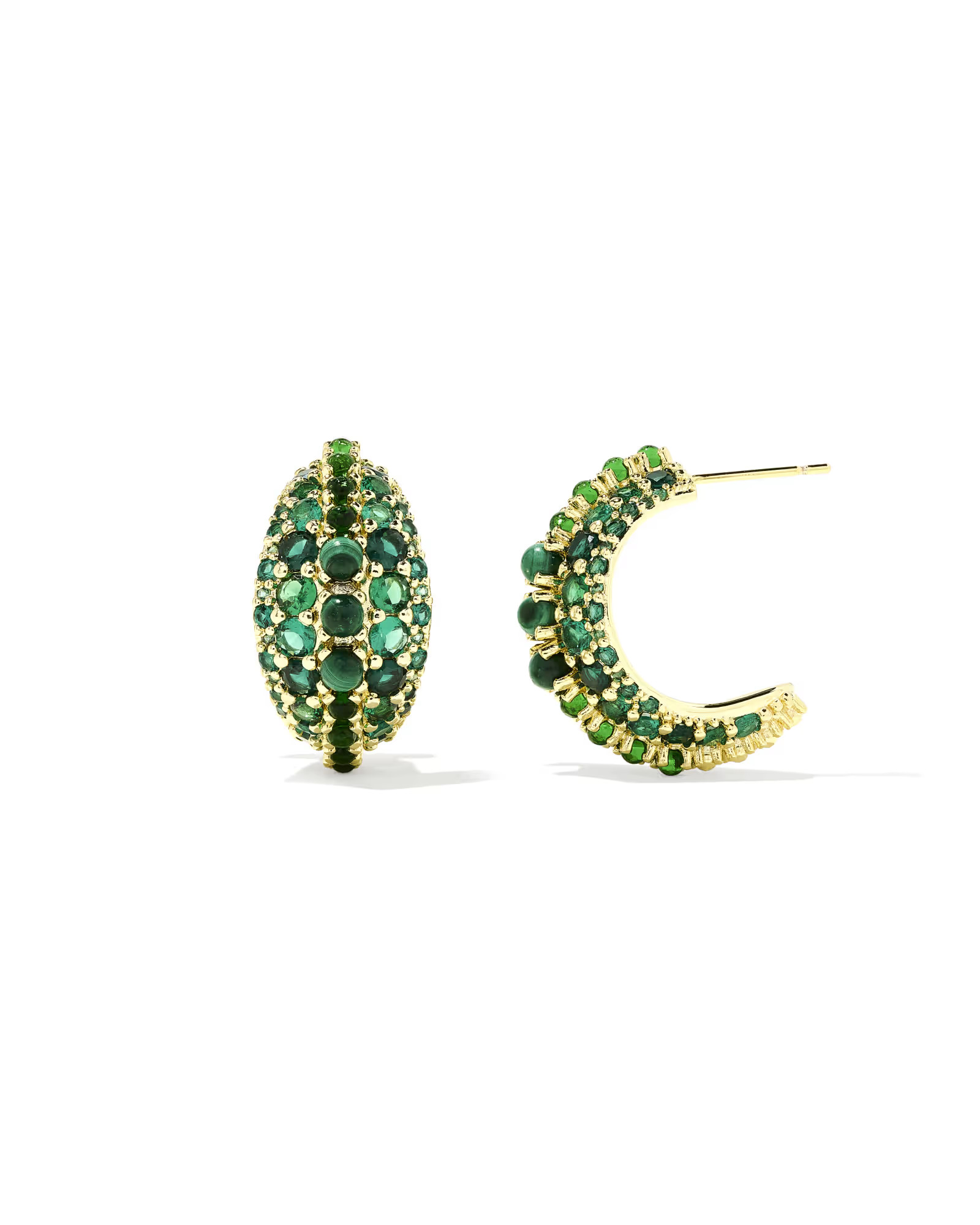 Krista Gold Hoop Earrings in Green Mix | Kendra Scott