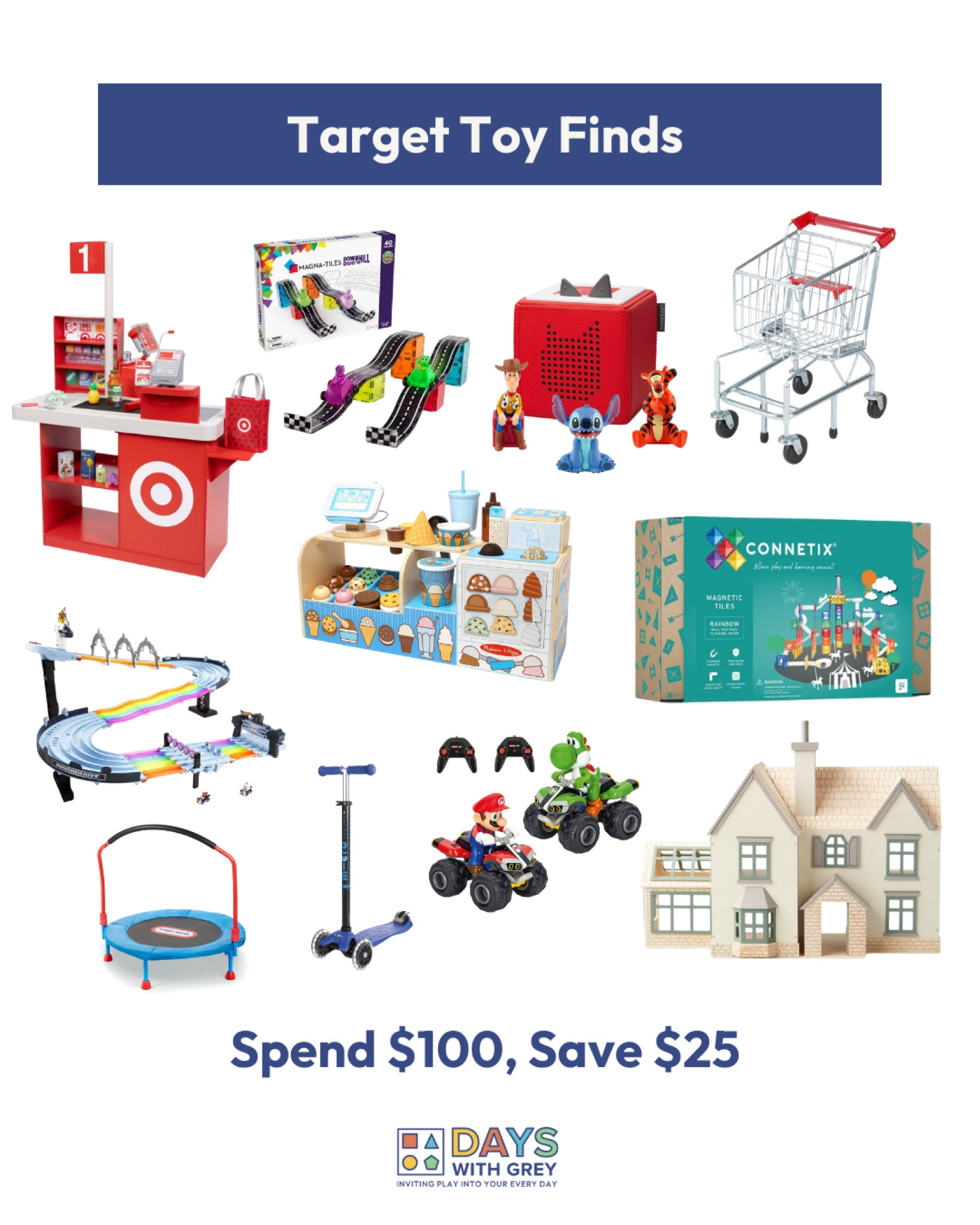 Spend $100 at Target on select toys and save $25 through December 14th. This includes so many toys! The Hot Wheels Mario Rainbow Road, Connetix sets, Hearth and Hand dollhouses and more. You can buy one toy that is over $100 or several smaller toys to equal $100 or more. 

#LTKGiftGuide #LTKHoliday #LTKKids