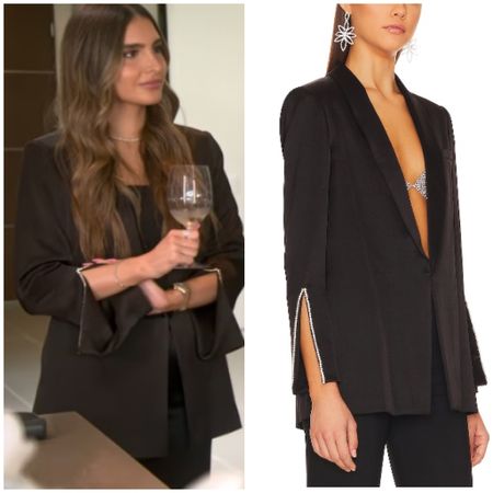 Sophia Umansky’s Black Crystal Embellished Slit Sleeve Blazer on Buying Beverly Hills Season 2 Episode 8 Fashion