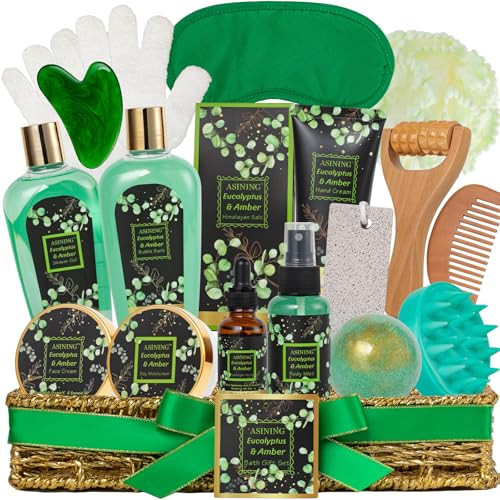 19-Piece Mothers Day Gifts Basket for Women, Premium Eucalyptus Amber Bath Gift Set for Men- Spa Kit, Face Skin Care Kit, Birthday, Valentines, Fathers Day, Christmas, Perfect for Holidays Self Care | Amazon (US)