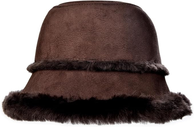 Harssidanzar Mens and Womens Winter Shearling Bucket Hat Lambskin Leather Warm Fisherman Cap CU60... | Amazon (US)
