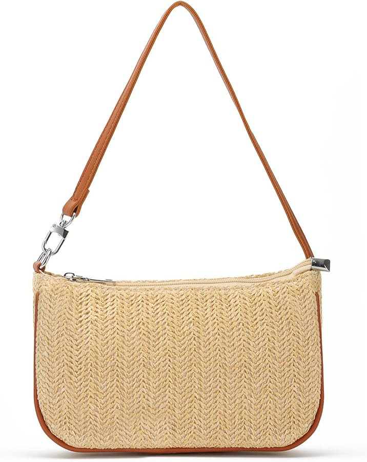 Small Straw Purses for Women Summer Woven Purse Wicker Shoulder Handbag Rattan Beach Bag | Amazon (US)