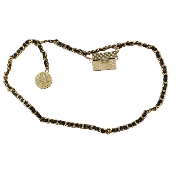 Designer-Style Leather-Chain Belt with Metal Purse | Poshmark