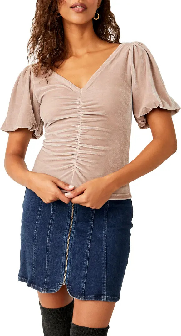 Ruched Velvet V-Neck Top | Nordstrom