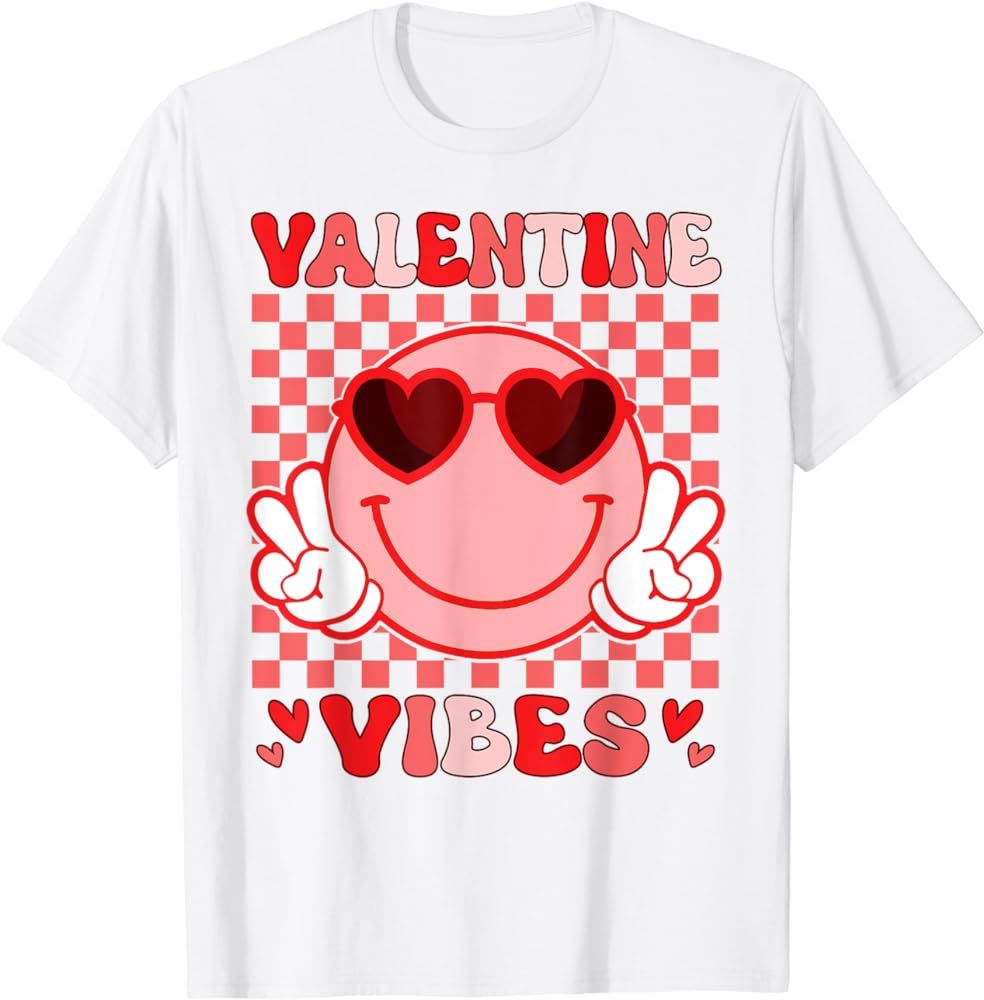 Groovy Valentine Vibes Valentines Day Shirts For Girl Womens T-Shirt | Amazon (US)