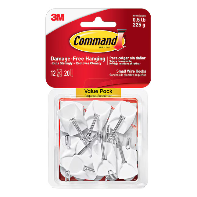 Command Small 12 -Pack White Adhesive Storage/Utility hook ( 0.5-lb Capacity) | Lowe's