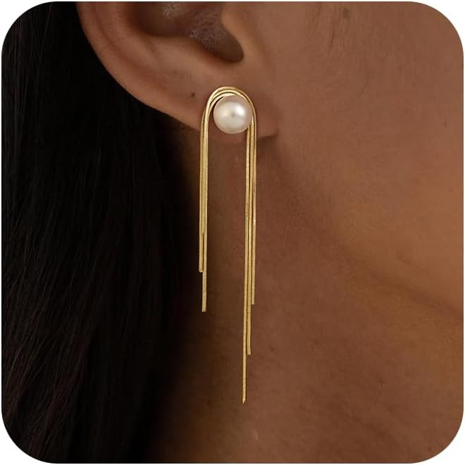 Gold/Silver Dangle Earrings for Women Dainty Long Tassel Drop Earrings Trendy, Hypoallergenic Dan... | Amazon (US)