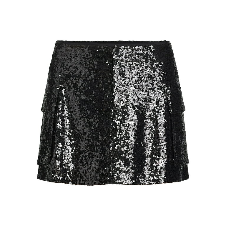 Madden NYC Women’s Sequin Mini Cargo Skirt, Sizes XXS-XXL | Walmart (US)