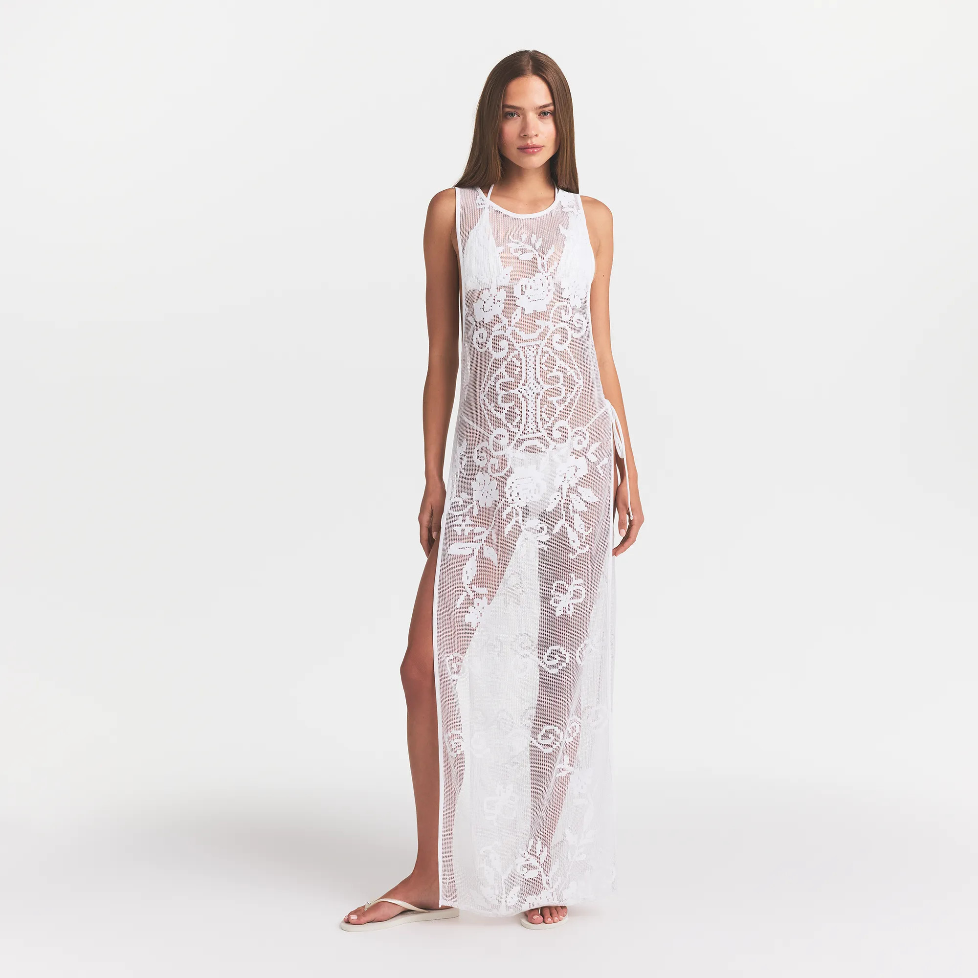 LACE COVER-UPS LONG DRESS | SNOW | SKIMS | SKIMS (US)