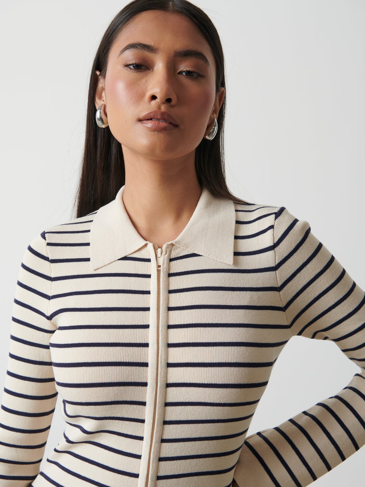 Avery Striped Zip Knit Top | Pretty Lavish (UK)