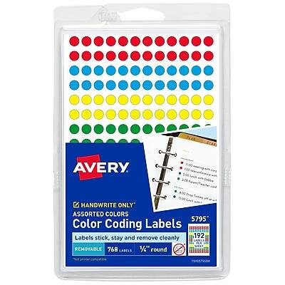 Avery - Color-Coding Labels, 1/4 "" Dia Colors, Non-Printable, 768 Labels/Pack - Assorted | Best Buy U.S.